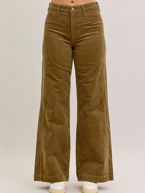 Judy Blue High Waist Olive Corduroy Retro Wide Leg Denim Jeans size 1/25